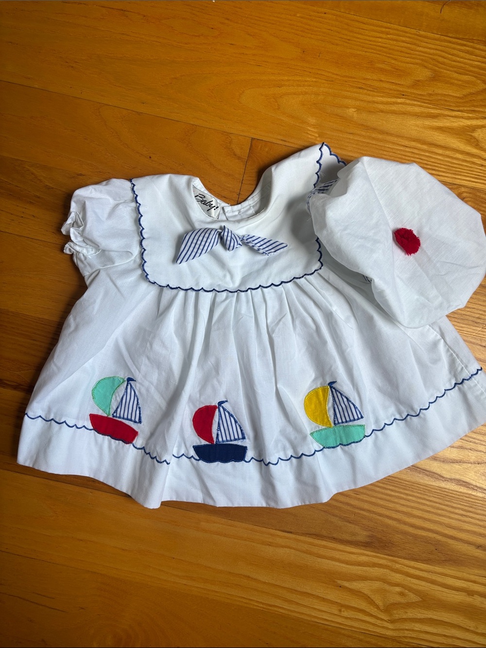 Vintage J & L Baby Nautical dress w/hat